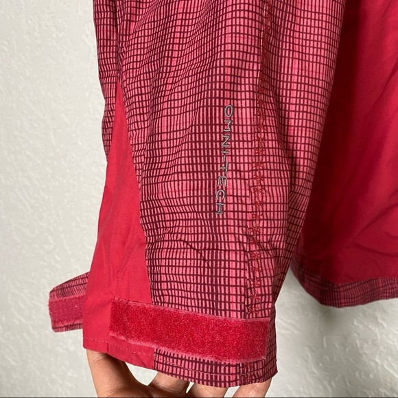Columbia Colorblock Red Rain Waterproof Windbreaker seamseal hooded Jacket Sz L - Picture 5 of 12